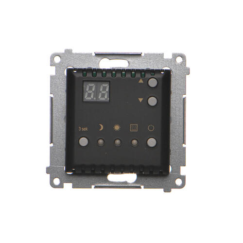 Regulator temperatury z wyświetlaczem z czujnikiem wewnętrznym (moduł) 16(2) A, 230V~; czarny - DTRNW.01/49 - KONTAKT SIMON