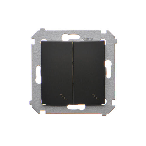 Łącznik schodowy podwójny z podświetleniem (moduł) 10AX, 250V~, zaciski śrubowe; czarny - DW6/2L.01/49 - KONTAKT SIMON