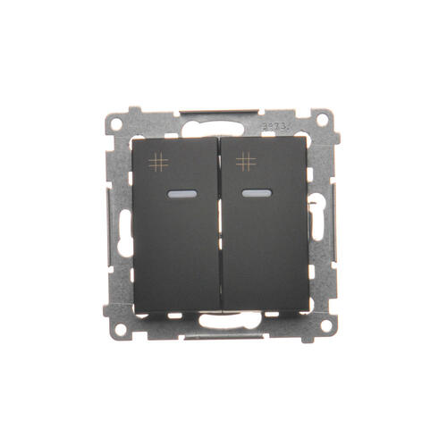 Łącznik krzyżowy podwójny z podświetleniem (moduł) 10AX, 250V~, szybkozłącza; czarny - DW7/2L.01/49 - KONTAKT SIMON