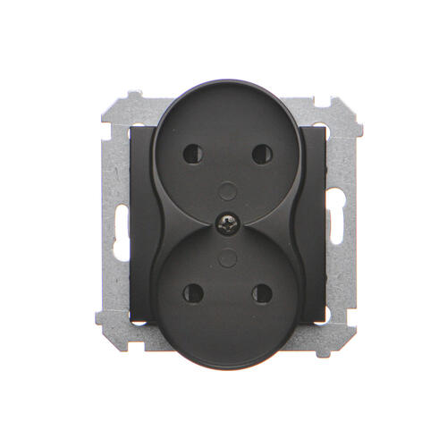 Gniazdo wtyczkowe bez uziemienia z przesłonami podwójne (moduł) 16A, 250V~, zaciski śrubowe; czarny *Do ramek S54 PREMIUM - DG2MZ.01/49 - KONTAKT SIMON