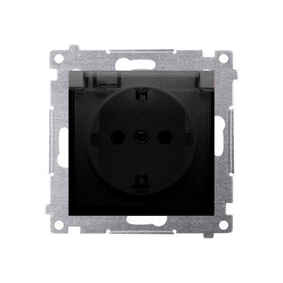 Gniazdo Schuko do wersji IP44 z przesłonami z uszczelką ramki (moduł) 16A, 250V~, zaciski śrubowe, klapka transparentna; czarny - DGSZ1BZ.01/49A - KONTAKT SIMON