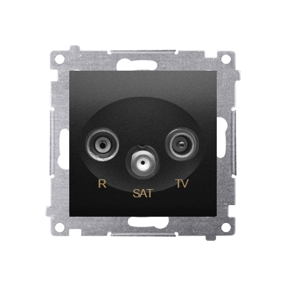 Gniazdo antenowe R-TV-SAT przelotowe (moduł); czarny - DASP.01/49 - KONTAKT SIMON