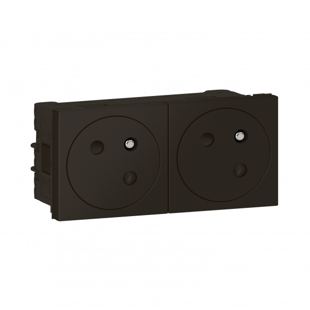 GNIAZDO 2 X 2P+Z 16 A - 250 V~ ZESPOLONE PRZEKRĘCONE POD KĄTEM 45O - ZACISKI AUTOMATYCZNE - 4 MODUŁOWE - ANTRACYT, MOSAIC. - 079192L - LEGRAND