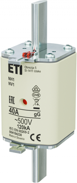 WKŁADKA TOPIKOWA NH - ZWŁOCZNA / KOMBI NH1 GG 40A/500V - 004184230 - ETI