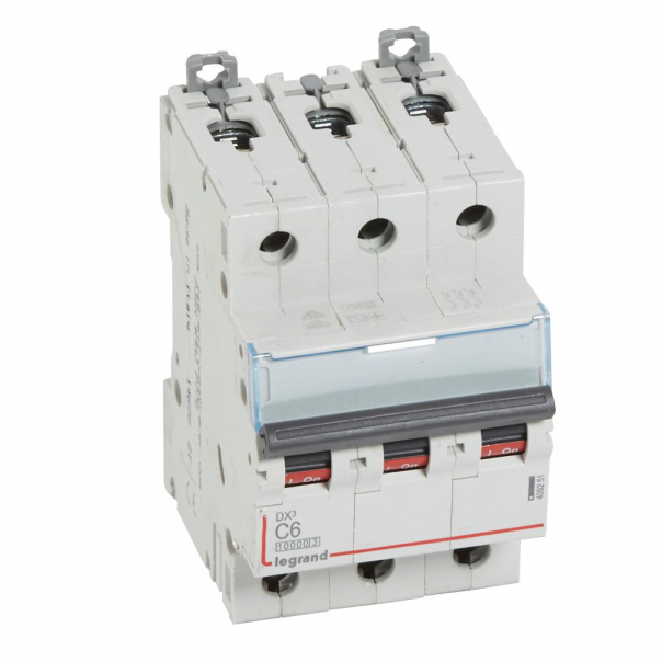 WYŁĄCZNIK NADPRĄDOWY C 6A 3 POLOWY CHARAKTERYSTYKA C SERII DX3 S313 - 409251 - LEGRAND