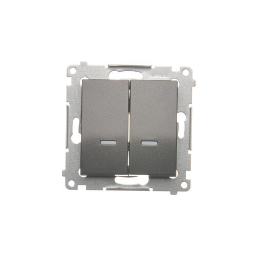 Łącznik krzyżowy podwójny z podświetleniem bez piktogramu (moduł) 10AX, 250V~, szybkozłącza; antracyt - DW7/2L.01/X/48 - KONTAKT SIMON