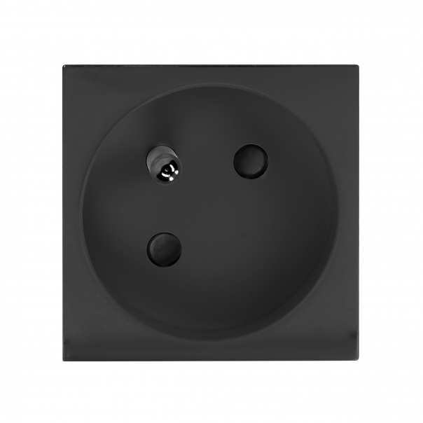 NOEN FR, gniazdo modułowe 45x45mm kątowe - 45&deg; 1x2P+Z, typ E french, 16A 250V, czarne - OR-GM-9010/B/FR45 - ORNO