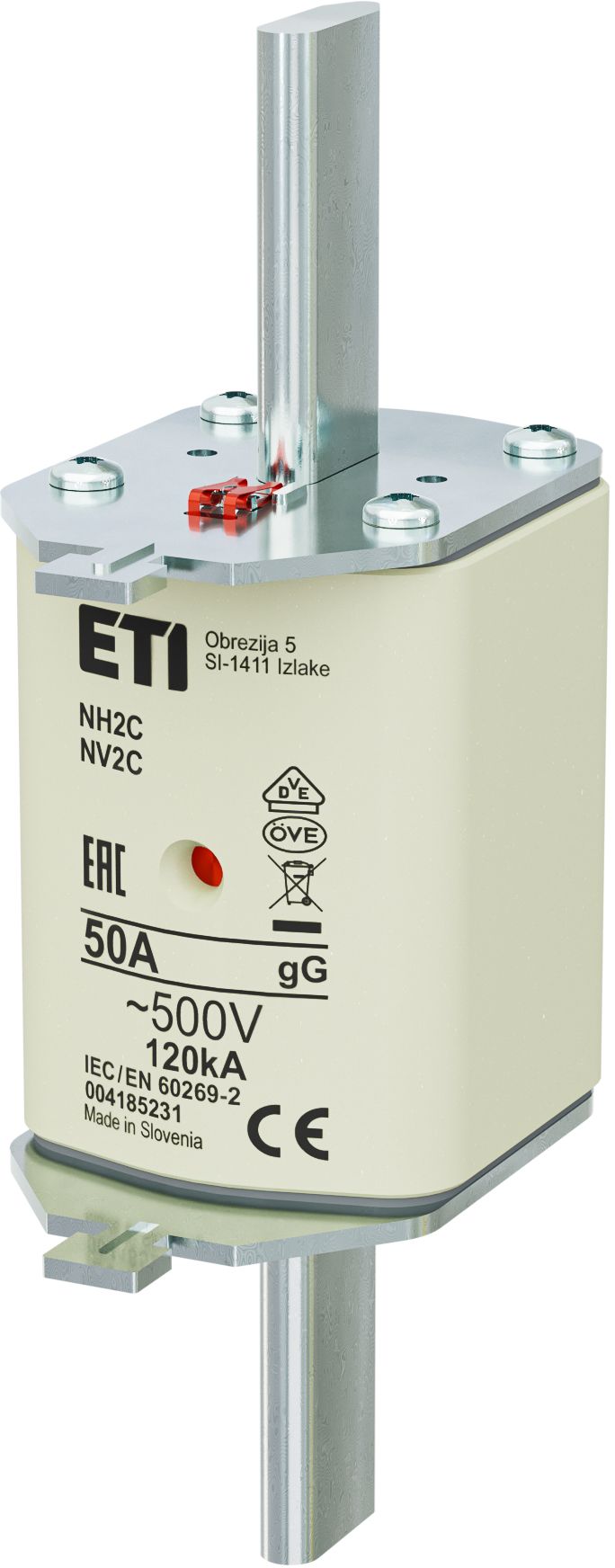 WKŁADKA TOPIKOWA PRZEMYSŁOWA ZWŁOCZNA KOMBI NH2C GG 50A/500V - 004185231 - ETI