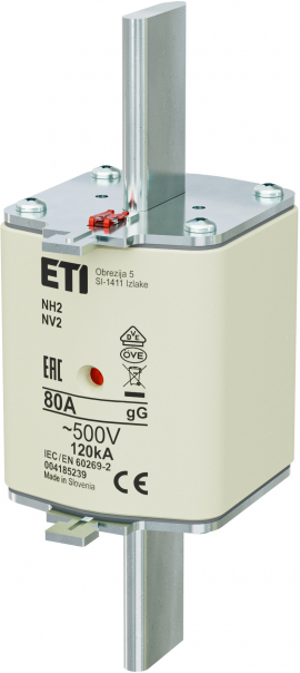 WKŁADKA TOPIKOWA NH - ZWŁOCZNA / KOMBI NH2 GG 80A/500V - 004185239 - ETI