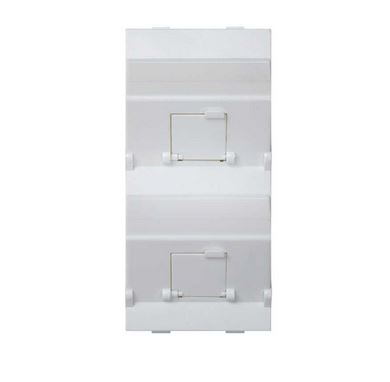 Płytka CIMA, 2x RJ z osłonami, skośna, do adapterów MD; czysta biel - S80B/9 - KONTAKT SIMON