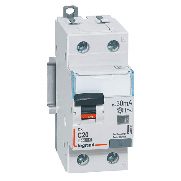 WYŁĄCZNIK RÓŻNICOWONADPRĄDOWY P 312 2P C 20A 30MA TYP AC 10KA SERII DX3 - 410980 - LEGRAND