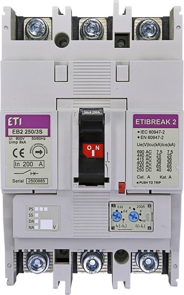 WYŁĄCZNIK MOCY 3P, 36KA, WYZW. TM EB2 250/3S 200A 3P - 004671082 - ETI