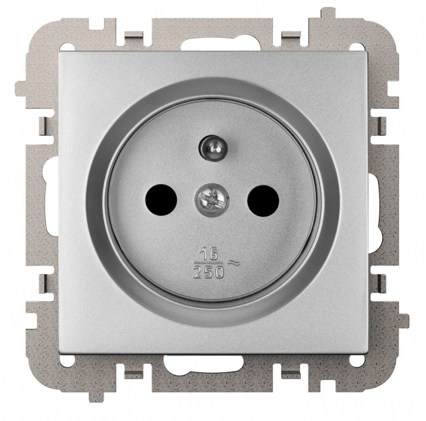 VESTRA Gniazdo podtynkowe 2P+Z , bez ramki, kolor srebrny. - 3833-16 - ELEKTRO-PLAST NASIELSK