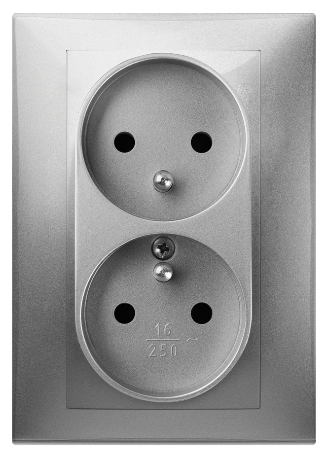 VESTRA Gniazdo podtynkowe 2X2P+Z MONOLIT z ramką, kolor srebrny. - 3835-06 - ELEKTRO-PLAST NASIELSK