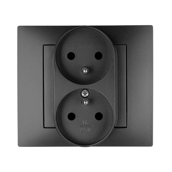 GNIAZDO PODWÓJNE 2X2P+Z MODUŁOWE CZARNY VESTRA - 3843-19 - ELEKTRO-PLAST NASIELSK