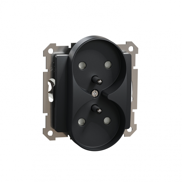 GNIAZDO PODWÓJNE Z UZIEMIENIEM 2X2P+Z Z PRZESŁONAMI ZACISKI AUTOMATYCZNE CZARNY ANTRACYT SEDNA DESIGN - SDD114275 - SCHNEIDER ELECTRIC