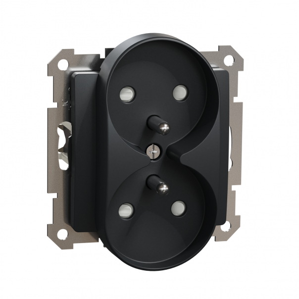 Gniazdo 2x2P+PE z przesłonami do systemu ramkowego (do ramek Elements), czarny antracyt Sedna Design - SDD114271 - SCHNEIDER ELECTRIC
