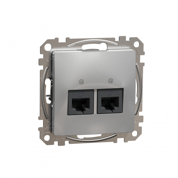 Gniazdo komputerowe 2xRJ45 kat.6 UTP, srebrne aluminium Sedna Design - SDD113462 - SCHNEIDER ELECTRIC