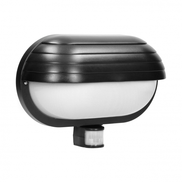 MUSAM, oprawa ogrodowa z czujnikiem ruchu 180st, 1x60W, E27, IP44, z przesłoną, plastik, czarna - LF-1/B - ORNO