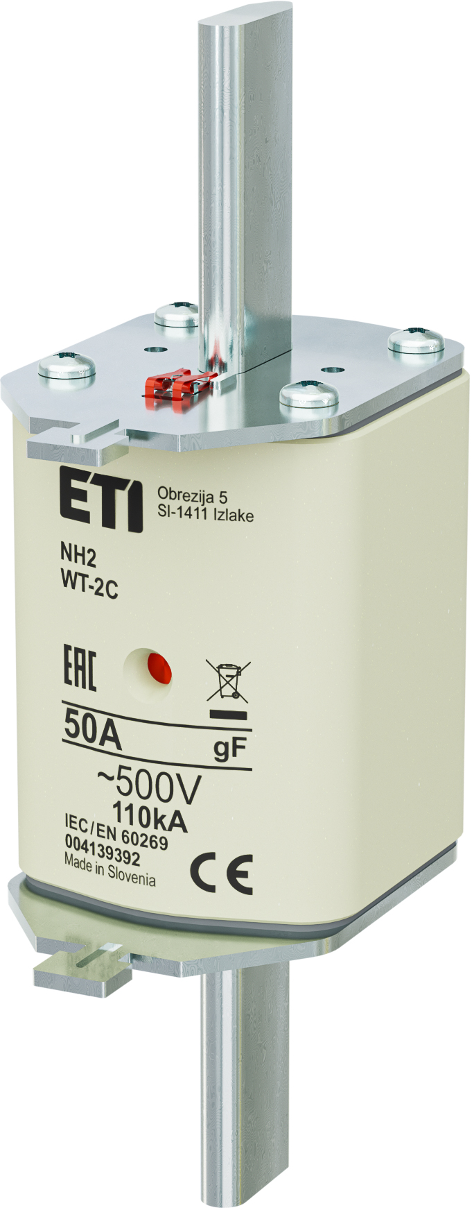 WKŁADKA TOPIKOWA NH - SZYBKA / KOMBI NH2/WT-2C GF 50A/500V - 004139392 - ETI
