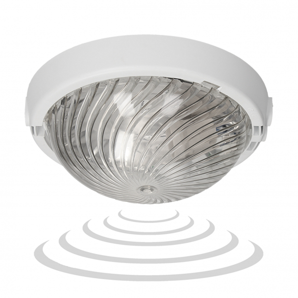 8080T-TRIO/MS/PL, oprawa oświetleniowa z mikrofalowym czujnikiem ruchu, 75W, E27, IP44, IK10, poliwę - A2120-P-HF - ORNO