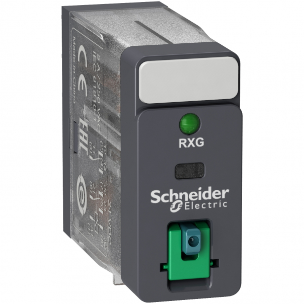 Zelio Relay Przekaźnik interfejsowy z przyciskiem test LED 2C/O 5A, 24V DC - RXG22BD - SCHNEIDER ELECTRIC