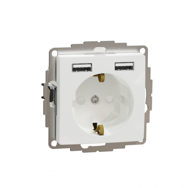 Sedna Design, Gniazdo schuko z USB A+A 2,4A, białe - SDD111052 - SCHNEIDER ELECTRIC