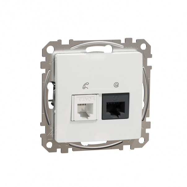 Sedna Design, Gniazdo komputerowo-telefoniczne (RJ45 kat.5e UTP + RJ11), białe - SDD111458 - SCHNEIDER ELECTRIC