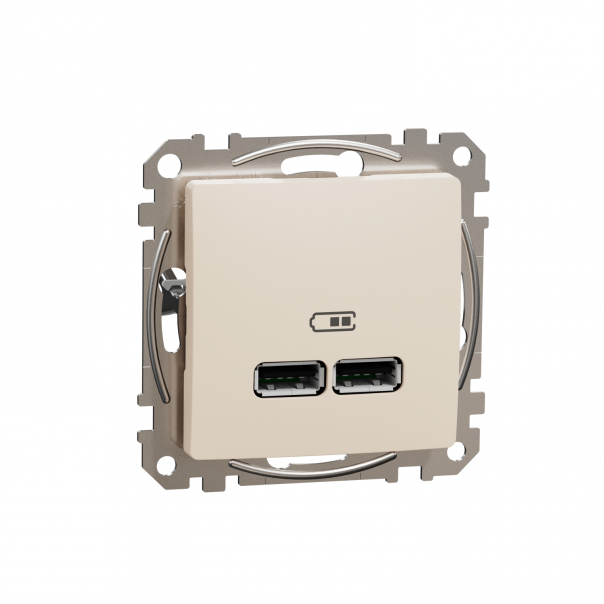 Sedna Design, Gniazdo ładowania USB A+A 2,1A, beżowe - SDD112401 - SCHNEIDER ELECTRIC