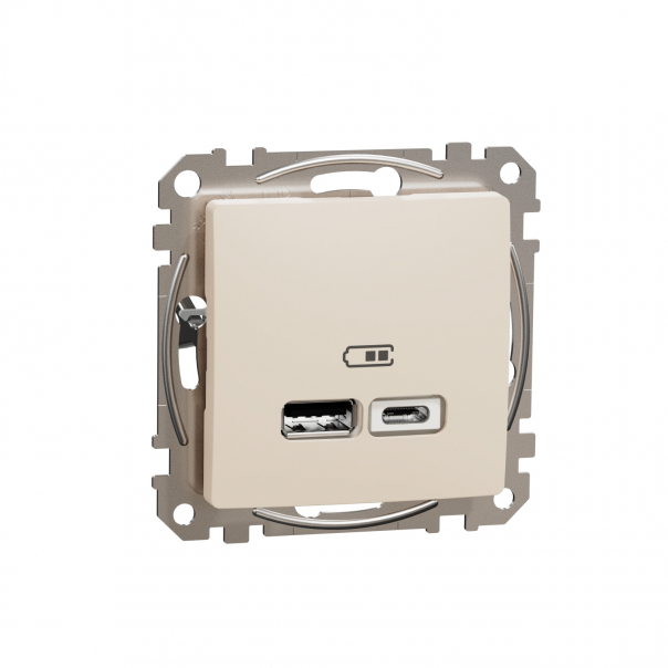 Sedna Design, Gniazdo ładowania USB A+C 2,4A, beżowe - SDD112402 - SCHNEIDER ELECTRIC