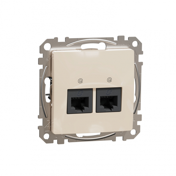 Sedna Design, Gniazdo komputerowe 2xRJ45 kat.6 UTP, beżowy - SDD112462 - SCHNEIDER ELECTRIC