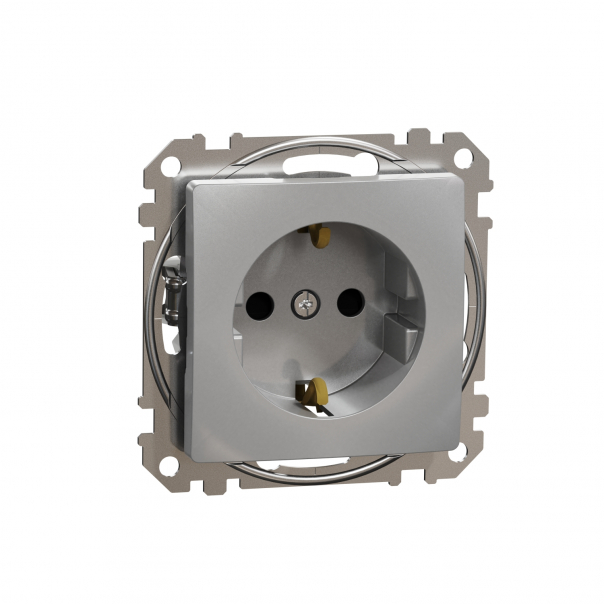 Sedna Design, Gniazdo schuko z przesłonami, srebrne aluminium - SDD113021 - SCHNEIDER ELECTRIC