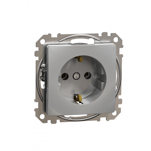Sedna Design, Gniazdo schuko, srebrne aluminium - SDD113025 - SCHNEIDER ELECTRIC