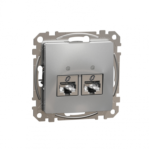 Sedna Design, Gniazdo komputerowe 2xRJ45 kat.6 STP, srebrne aluminium - SDD113462S - SCHNEIDER ELECTRIC