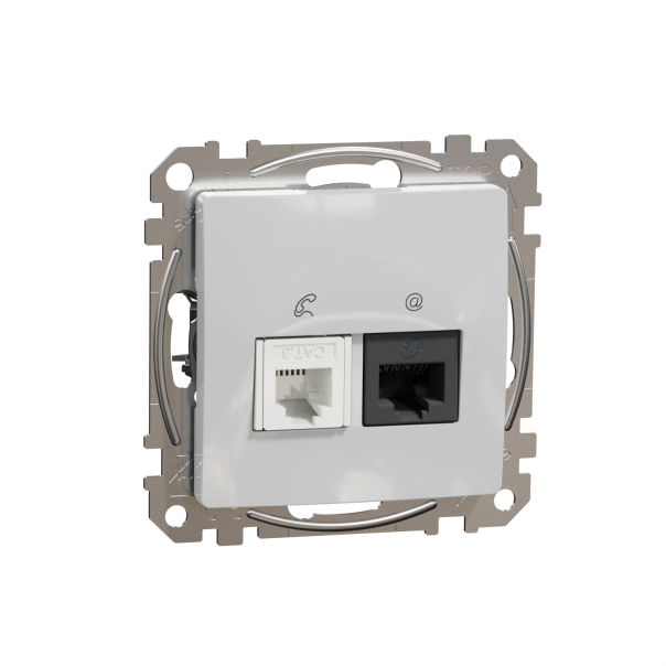 Sedna Design, Gniazdo komputerowo-telefoniczne (RJ45 kat.6 UTP + RJ11), srebrne aluminium - SDD113468 - SCHNEIDER ELECTRIC