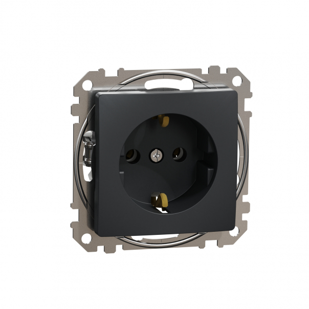 GNIAZDO POJEDYNCZE Z UZIEMIENIEM SCHUKO CZARNY ANTRACYT SEDNA DESIGN - SDD114025 - SCHNEIDER ELECTRIC