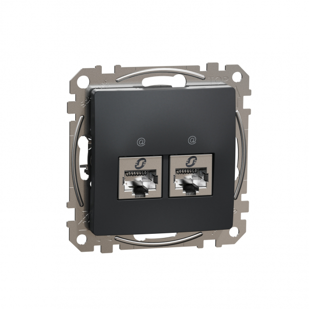 Sedna Design, Gniazdo komputerowe 2xRJ45 kat.6 STP, czarny antracyt - SDD114462S - SCHNEIDER ELECTRIC