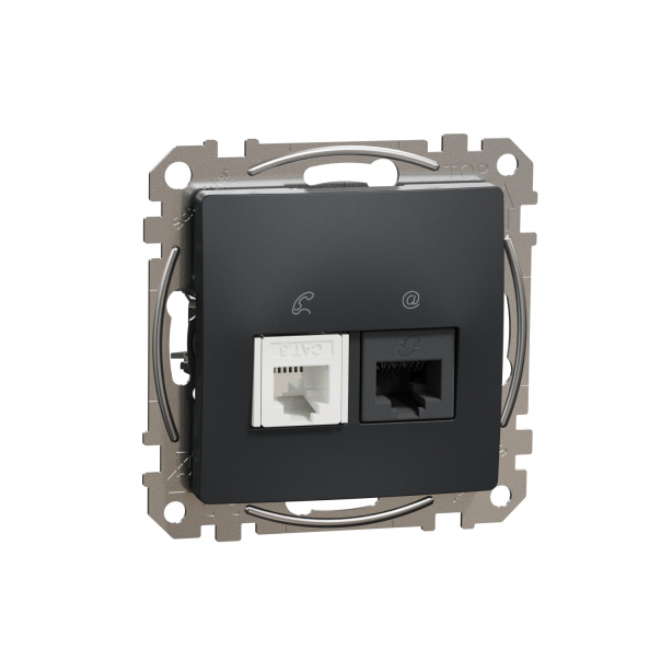Sedna Design, Gniazdo komputerowo-telefoniczne (RJ45 kat.6 UTP + RJ11), czarny antracyt - SDD114468 - SCHNEIDER ELECTRIC