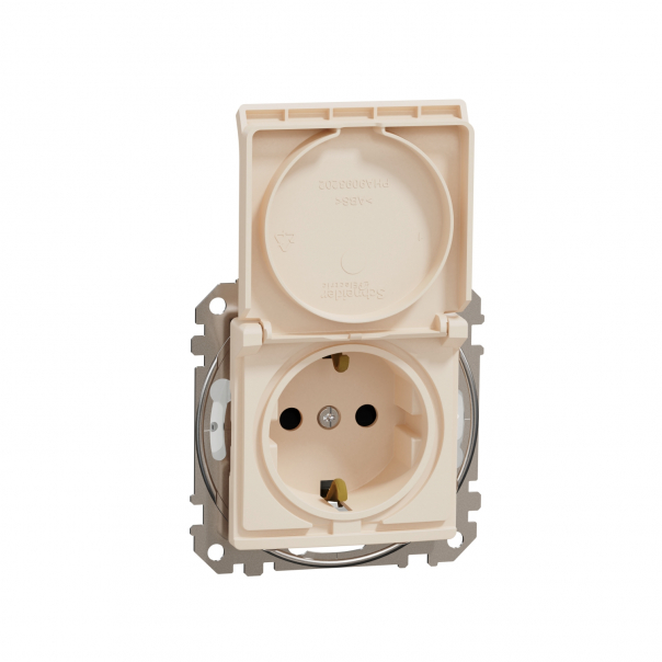 Sedna Design, Gniazdo schuko z przesłonami IP44, beżowy - SDD212023 - SCHNEIDER ELECTRIC