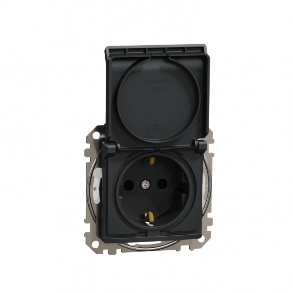 Sedna Design, Gniazdo schuko z przesłonami IP44, czarny antracyt - SDD214023 - SCHNEIDER ELECTRIC