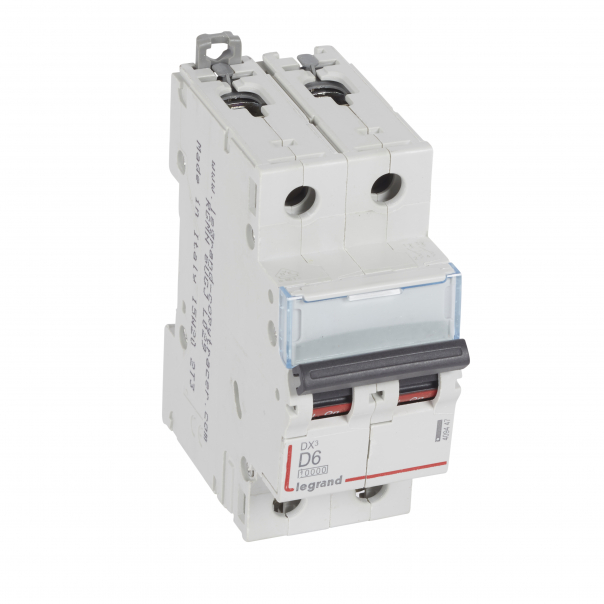 WYŁĄCZNIK NADPRĄDOWY D 6A 2-POLOWY CHARAKTERYSTYKA D SERII DX3 S 312 - 409447 - LEGRAND