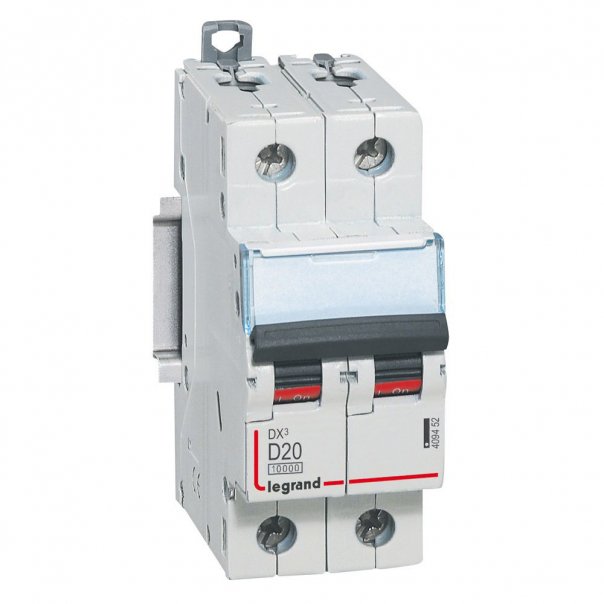 WYŁĄCZNIK NADPRĄDOWY D 20A 2-POLOWY CHARAKTERYSTYKA D SERII DX3 S 312 - 409452 - LEGRAND