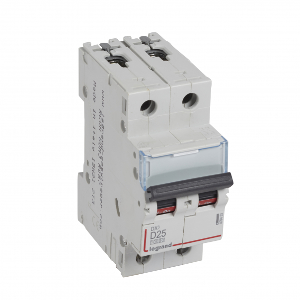 WYŁĄCZNIK NADPRĄDOWY D 25A 2-POLOWY CHARAKTERYSTYKA D SERII DX3 S 312 - 409453 - LEGRAND