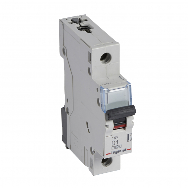 WYŁĄCZNIK NADPRĄDOWY D 1A 1-POLOWY CHARAKTERYSTYKA D SERII TX3 S 301 - 403713 - LEGRAND