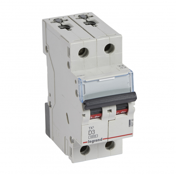 WYŁĄCZNIK NADPRĄDOWY D 3A 2-POLOWY CHARAKTERYSTYKA D SERII TX3 S 302 - 403732 - LEGRAND