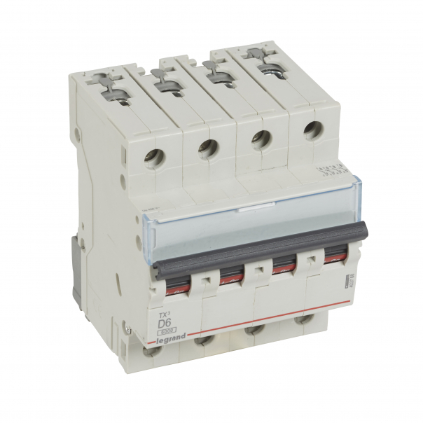 WYŁĄCZNIK NADPRĄDOWY D 6A 4-POLOWY CHARAKTERYSTYKA D SERII TX3 S 304 - 403768 - LEGRAND