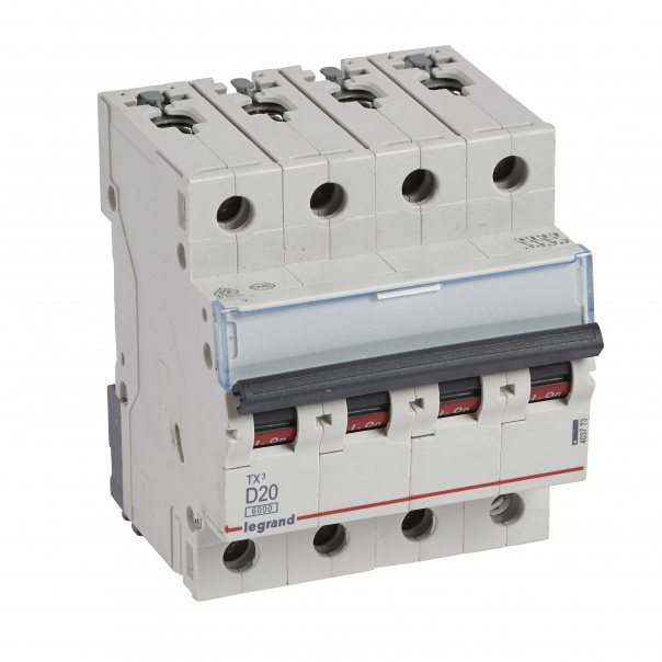 WYŁĄCZNIK NADPRĄDOWY D 20A 4-POLOWY CHARAKTERYSTYKA D SERII TX3 S 304 - 403773 - LEGRAND