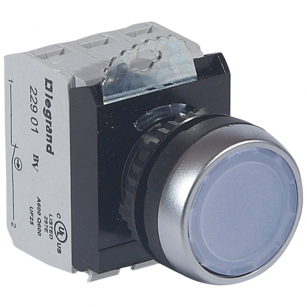 GŁÓWKA PŁASKA 24 V + UCHWYT + 1NC+1NO BIAŁA KOMPLET Z PODŚWIETLENIEMOSMOZ - 023750 - LEGRAND