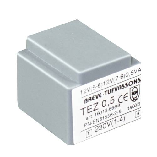 TEZ 0,5/D 230/ 6-6V Transformator jednofazowy obw. druk. zalewany - 16006-8986 - BREVE