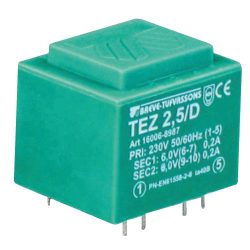 TEZ 2,5/D 230/ 6- 6V Transformator jednofazowy obw. druk. zalewany - 16006-8987 - BREVE